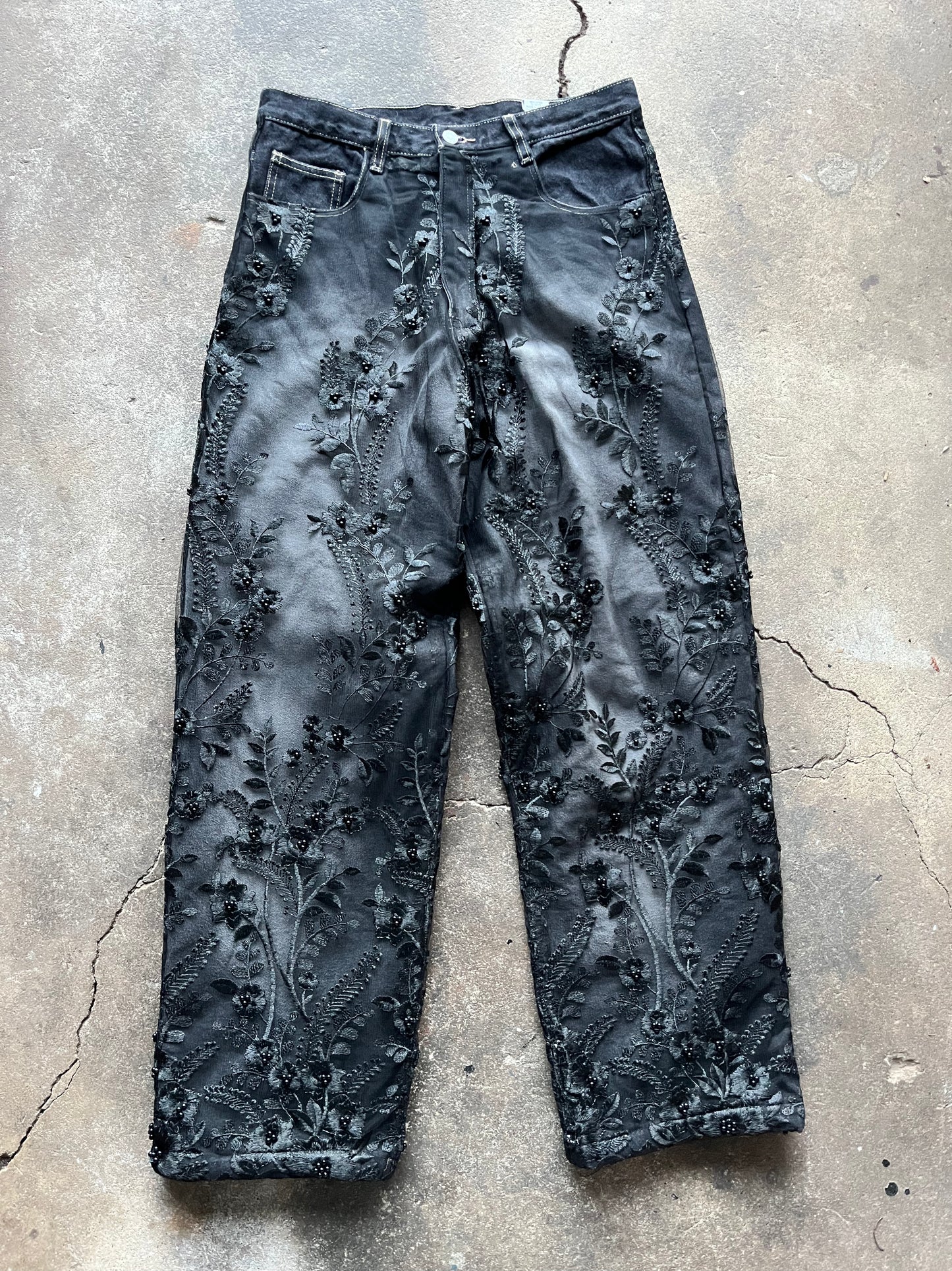 Floral Lace Embroidery Jeans