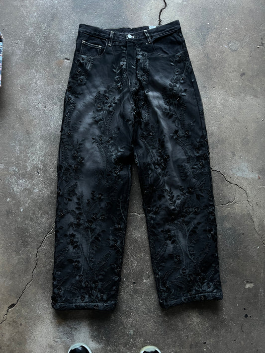 Floral Lace Embroidery Jeans